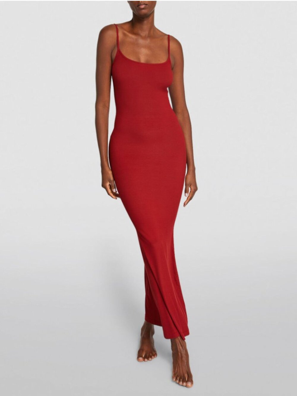 SKIMS Soft Lounge, Long Slip Curves Dress Fire Maxi Dress Ribbed Stretchy